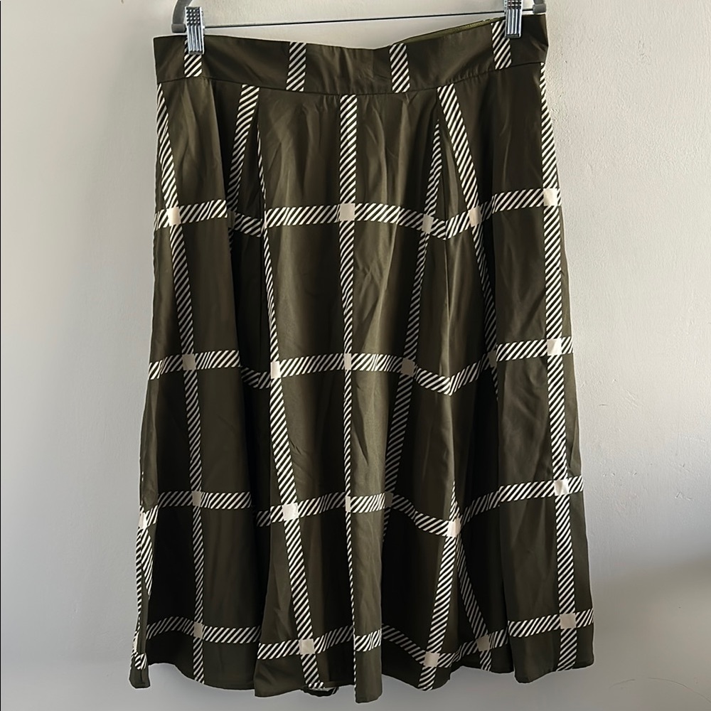 eShakti, Woman’s Size 1X-16W Olive Plaid Women's Skirt - Picture 2 of 8